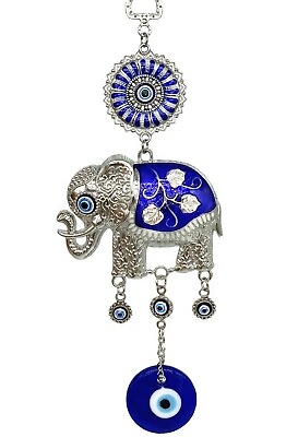 #ad Turkish Blue Evil Eye with Lucky Elephant Amulet Hanging Decor Gift Retro CL16 $12.99