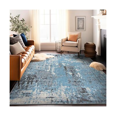 #ad Rugshop Modern Abstract Soft Area Rug 8#x27; x 10#x27; Blue 7#x27;10quot; x 10#x27; $169.20