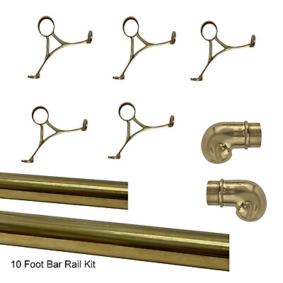 #ad 10 Foot Long Brass Bar Rail Kit 2 Inch Diameter $493.90