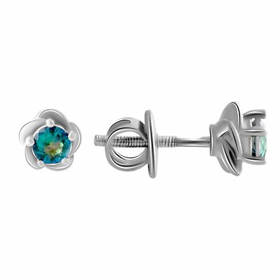 #ad 925 Sterling Silver Stud Earring over Fashion Mystic Topaz Design White Gold Fin $21.00