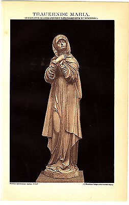 #ad ca1890 MOURNERS MARIA Antique Sepia Lithograph Print $12.00