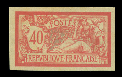 #ad FRANCE 1900 Liberty amp; Peace 40c red amp;pale blue Scott # 121a IMPERF mint MH XF $180.00