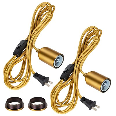 #ad Hanging Lights with Plug in Pendant Light Cord kit Fixture Bulb Socket Golden... $46.87
