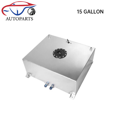#ad 15 GALLON POLISHED ALUMINUM RACE DRIFT FUEL CELL TANK WITH LEVEL SENDER $112.49