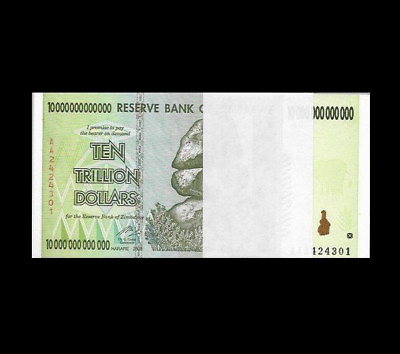 #ad Zimbabwe 10 Trillion Dollars X 1 Note Only AA 2008 UNC Lot Of One Set Of 1 $46.75