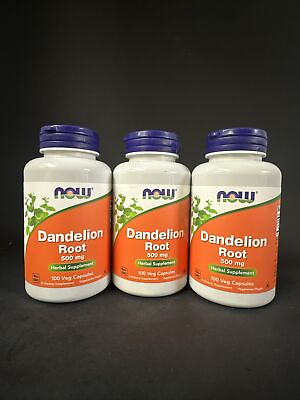 #ad Lot Of 3 NOW Foods Dandelion Root 500 mg 100 Veg Capsules Exp 06 27 $13.95