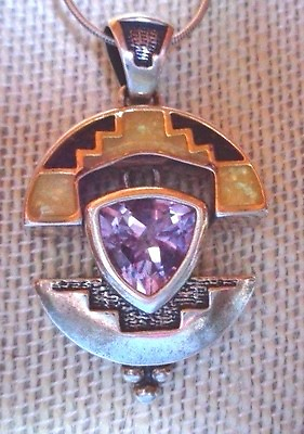 #ad NATIVE AMERICAN STYLE STERLING LIGHT AMETHYST PENDANT $49.99