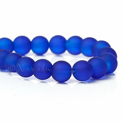 #ad Blue Frosted 6mm Round Glass Beads Wholesale Strands G4577 75 150 Or 300PCs $3.50