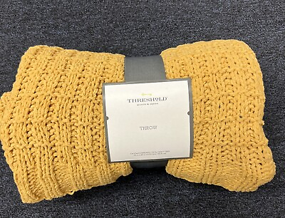 #ad Threshold Cable Knit Throw Gold Color 50in X 60in $19.99