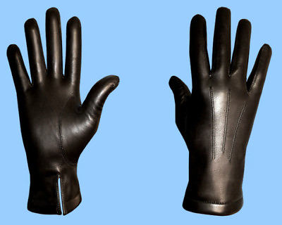 #ad Mens Black Leather Gloves SHEARED GENUINE RABBIT FUR LINING size 8.5 or Medium $59.95