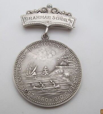#ad Tiffany Sterling New York Times Award Medal Bergen Village Jersey City NJ $450.00