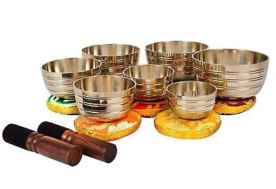 #ad Tibetan Bronze Sets Of Seven Singing Bowls Harmonious Sounds Chakra Balancing $138.00