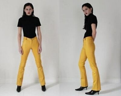 #ad Party Yellow Casual Handmade Women Stylish Pant Soft Leather Lambskin Genuine $112.80