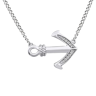 #ad Sideways Anchor Necklace Sterling Silver New 18quot; Chain $97.19