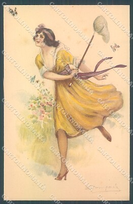 #ad Artist Signed Bompard Glamour Fashion Lady Butterfly serie 932 1 postcard HR3487 $18.00