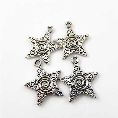 #ad 20 pcs Antiqued Silver Alloy Nice Star Look Charms Pendant Crafts 20x19mm 36129 $4.65