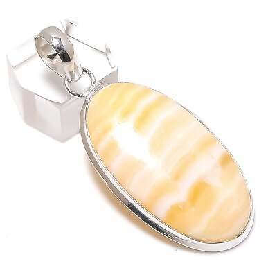#ad Natural Yellow Septarian Handmade 925 Sterling Silver Jewelry Pendant 2.17quot; C994 $9.99