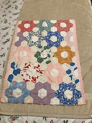 #ad Baby Octagon Shaped Squares Multiple Color Small Quilt With Pink Backing Quilt $15.00