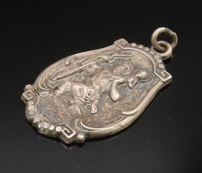 #ad HAYWARD 925 Silver Vintage Antique St Christopher Medal Pendant PT20578 $88.19