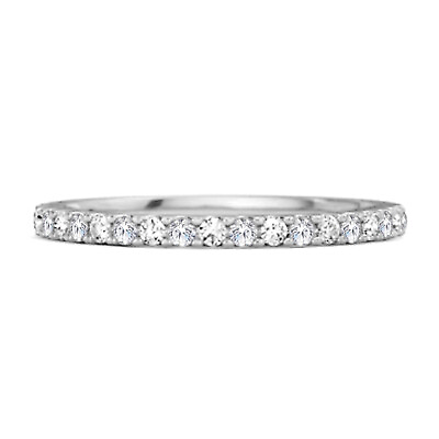 #ad 1.50MM Round Natural Zircon Half Eternity 925 Sterling Silver Stackable Ring C $40.50