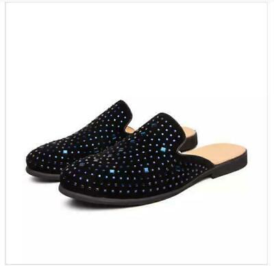 #ad Mens Rhinestone Mules Fashion Slingbacks Slippers Loafers Casual Shoes Nightclub $55.24