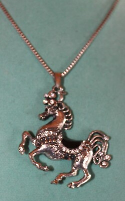 #ad Metal Horse NWOT With Rhinestones Silver Tone Fashion Pendant Only $18.00