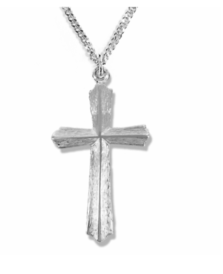 #ad STERLING SILVER FLARED AND RAISED CROSS NECKLACE amp; CHAIN $69.99