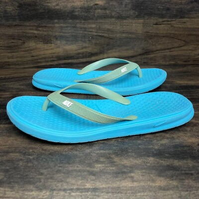 #ad Nike Solay Thong Flip Flop Casuals Blue amp; Green Blue Sandals Women#x27;s Size US 5.5 $19.99