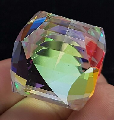 #ad 79.90 Ct Natural Cube Cut Fancy Precious Mystic Quartz Gemstone $79.99