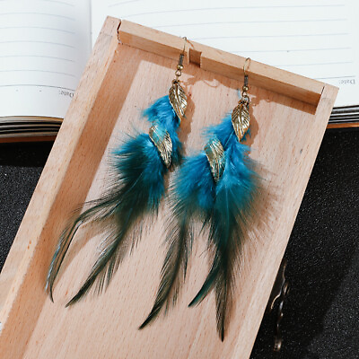 #ad Vintage Long Feather Earrings For Women Leaf Tassel Boho Bohemian Retro Earring C $1.40