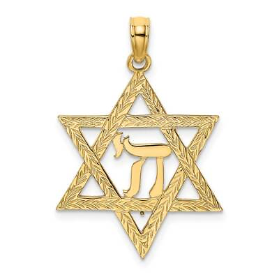 #ad 14K Gold Star of David with Chi Center Charm 1.1 in $257.40