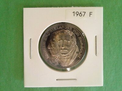 #ad 1967 F 5 Deutsche Mark Wilhelm and Alexander von Humboldt Silver Commemorative $10.99