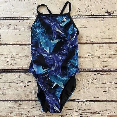 #ad TYR Sport Girls Firerock Diamondback Swim Suit Blue Size 30 $24.99