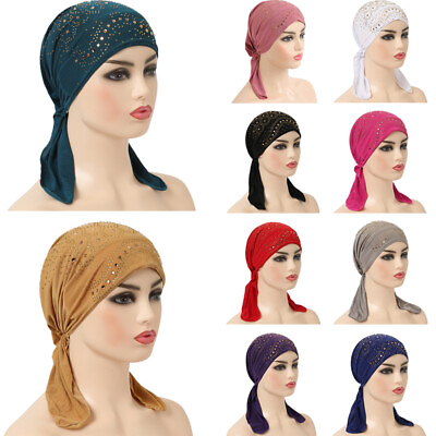 #ad Muslim Women Hijab Hat Chemo Cap Hair Loss Bonnet Scarf Turban Head Wrap Cover $7.93