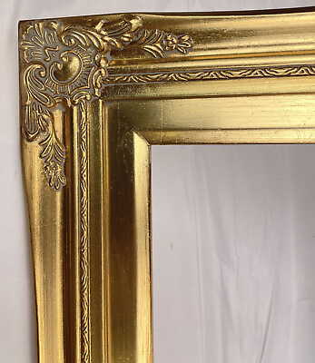 #ad Antique Gold Ornate Baroque Wood Picture Frame Gold Liner 3quot; Wide $74.99