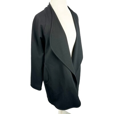 #ad Clara Sun Woo Open Front Black Ponte Jacket Cardigan Size XS Oversized Long $35.00