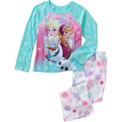 #ad Disney Frozen Girl Elsa Anna and Olaf Long Sleeve Pajama Set Small 6 6x $30.48