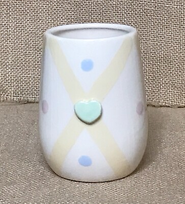 #ad Vintage Paper Windows Pottery Pastel Hearts Coffee Mug Cup Valentines $25.00