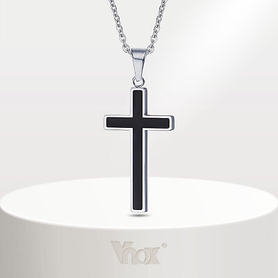 #ad Vnox Cross Pendant Necklace for Men Stainless Steel Jesus Christ Prayer Jewelry $12.37