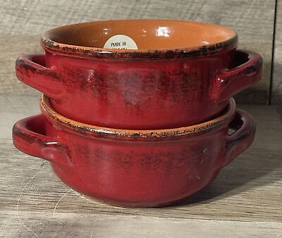 #ad Terre D’Umbria De Silva Terra Cotta Baking Red Soup Bowls Italy 2 $29.99