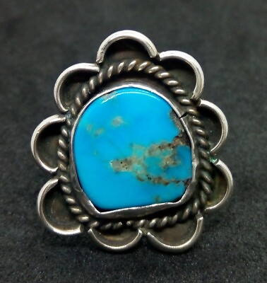 #ad Vtg Blue Morenc Authentic Turquoise Ring Navajo Sterling Silver Sz 7 7.22 g $125.00