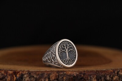 #ad Tree of Life Silver Men Ring silver men#x27;s ring tree silver ring . $417.59