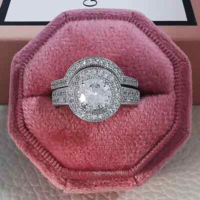 #ad 3.30Ct Round Cut Simulated Diamond Fashion Bridal Ring Set 14k White Gold Finish $146.18
