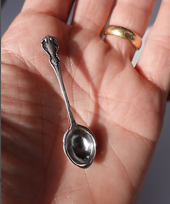 #ad SOLID 925 Silver Mini Baby Spoon sugar spoon Vintage style small spoon $31.95