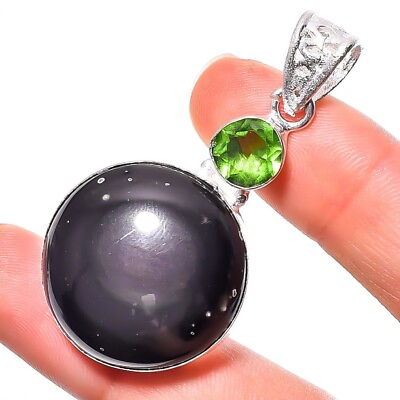 #ad Rainbow Obsidian Gemstone Pendant Ethnic 925 Sterling Silver Jewelry For Women $10.99