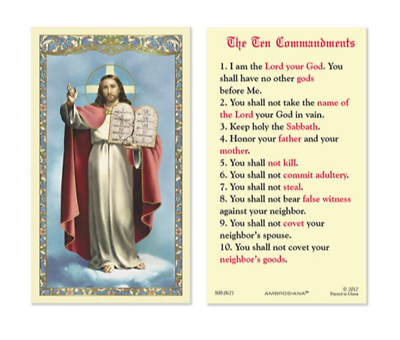 #ad Laminated The Ten 10 Commandments Holy Prayer Card Catholic $2.79