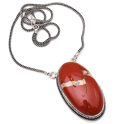 #ad Red Jasper Gemstone 925 Sterling Silver Handmade Jewelry Necklace 18quot; $13.18