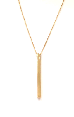 #ad Long Gold Tone Smooth and Polished Bar Pendant Necklace 38quot; Long $14.99
