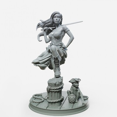 #ad Marina Female Fighter Rogue Pinup Pirate Miniature Pose 2 for Tabletop RPG $8.50