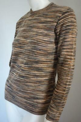#ad French Fashion ALAIN MANOUKIAN Striped WOOL Sweater Earthtones Elegant M $55.00